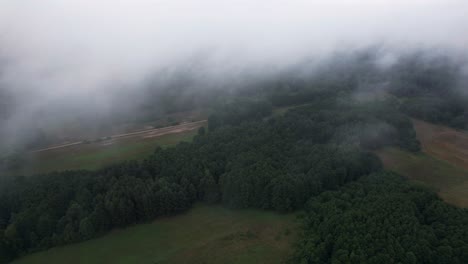 Vista-Del-Paisaje-De-Europa-Del-Bosque-Nublado---Imágenes-Aéreas-De-Drones