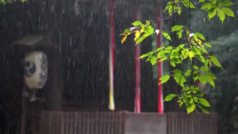 Fuertes-Lluvias-En-Un-Templo-Budista-En-Tokio