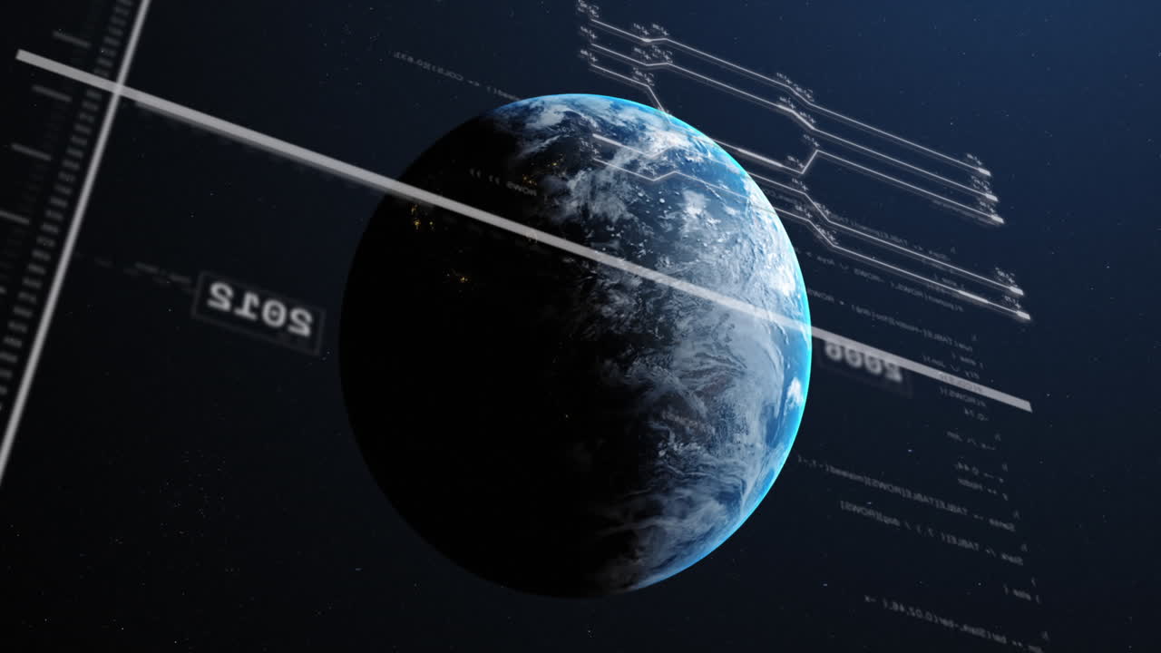 Animation of computing data processing over globe
