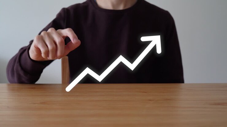 Finger Touch White Graph Line That Shows A Sharp Upward Trend. - closeup shot