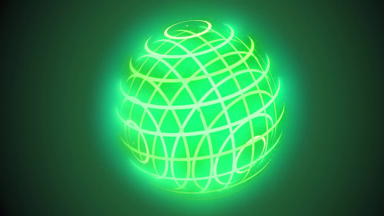 Animation of globe with glowing circles on black background