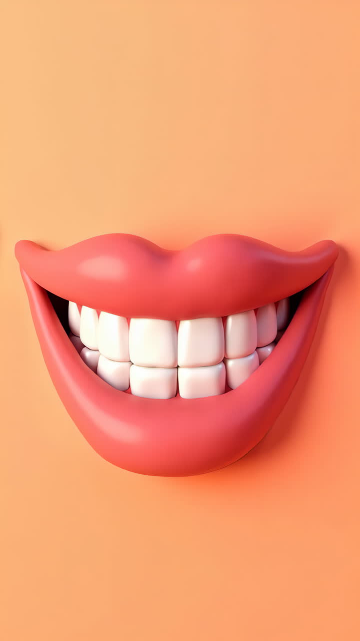 3D Cartoon Smiling Pink Lips