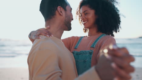 Beach,-dance-and-couple-with-love