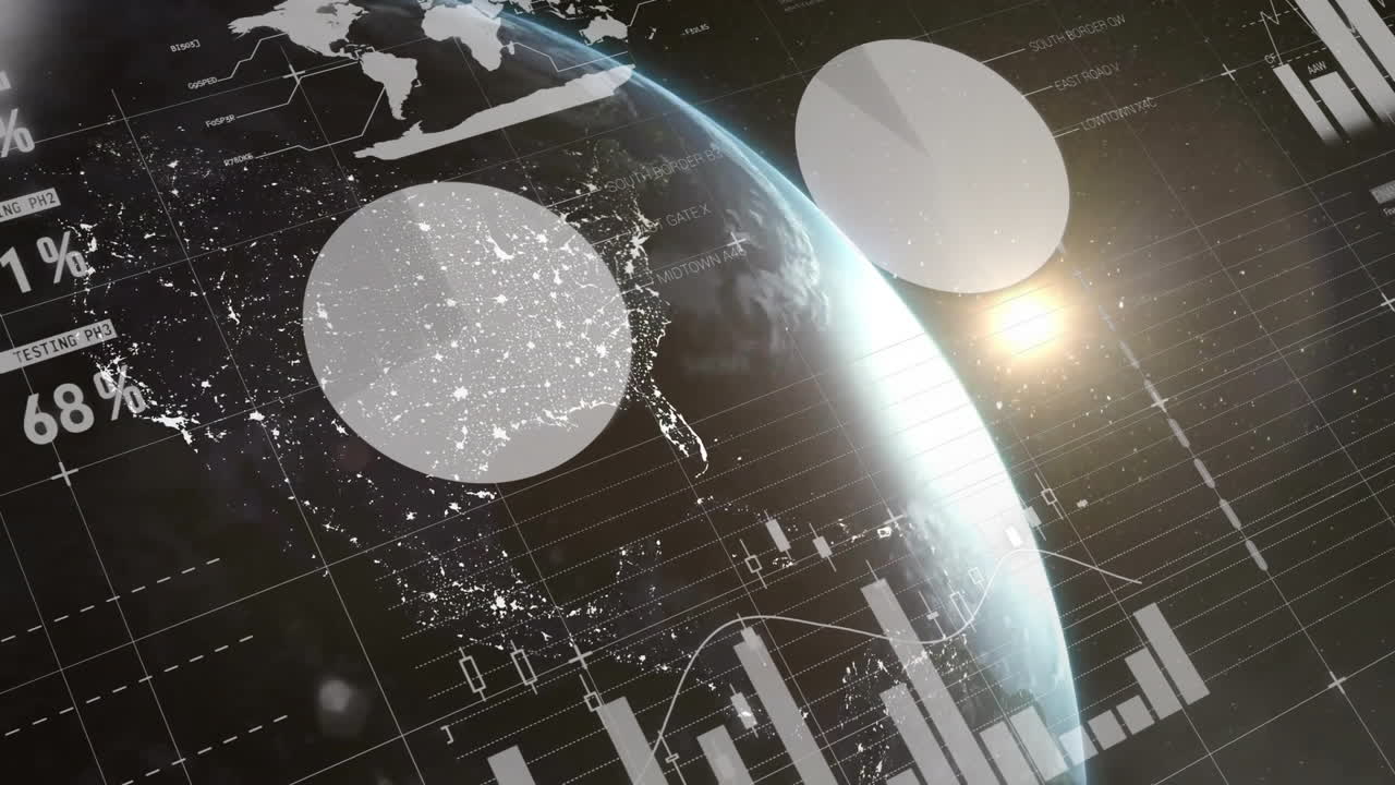 animación de las estadísticas y el procesamiento de datos digitales en todo el mundo