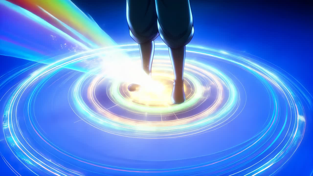 Anime Character on a Glowing Magic Circle