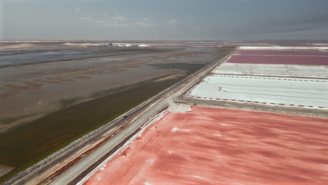aerial view of salt flats and processing