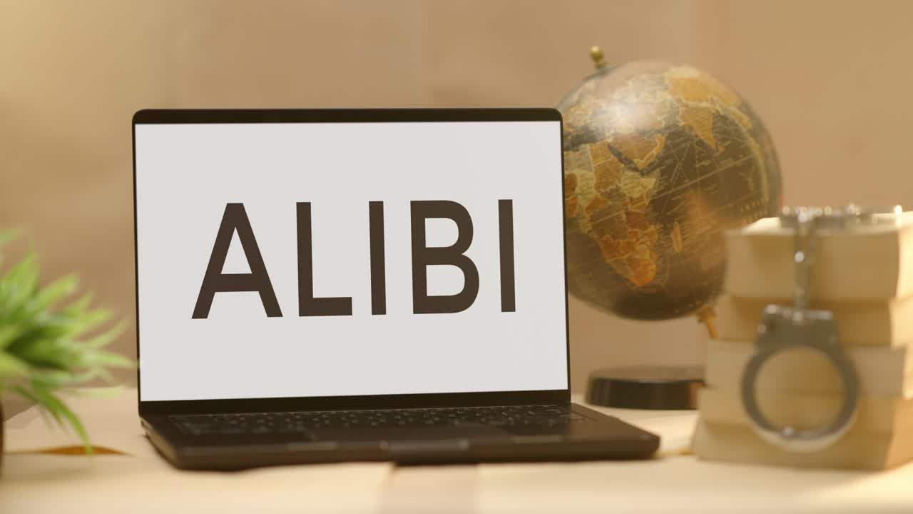 ALIBI DISPLAYED IN LEGAL LAPTOP SCREEN