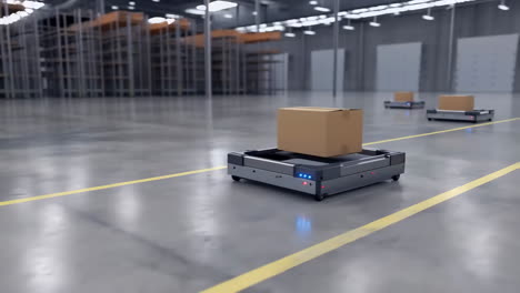 autonomous mobile robots transporting packages in a warehouse
