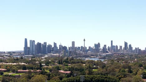 Stadt-Trifft-Auf-Natur:-Ein-üppiger-Park,-Der-Die-Imposante-Skyline-Einer-Geschäftigen-Metropole-In-Den-Vordergrund-Stellt