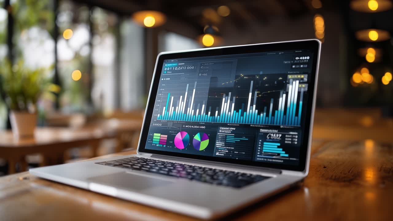Data Visualization in Modern Analytics: Exploring Trends and Insights Through Visual Reports on a Laptop Display in a Professional Environment