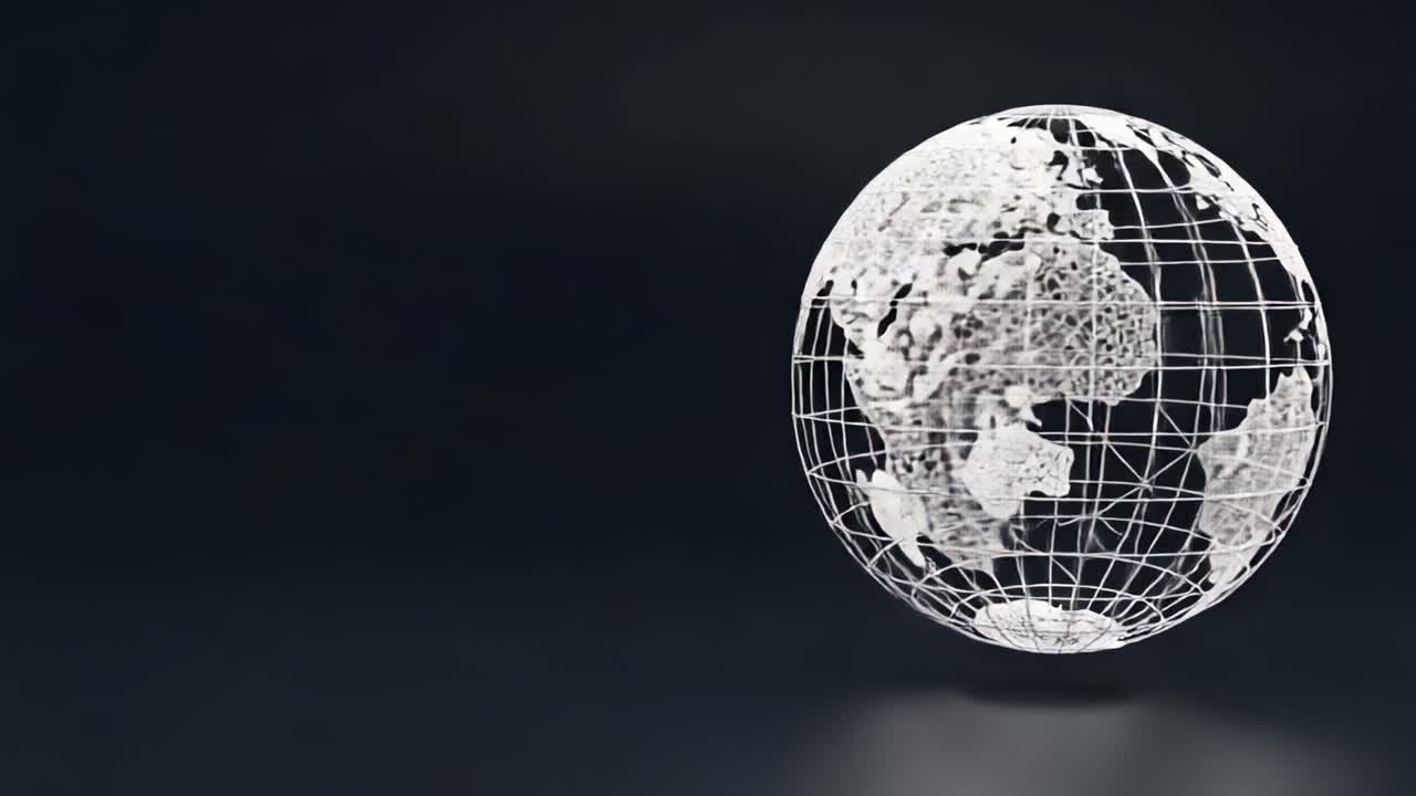 A 3D Wireframe Globe Illustration Showcasing Earth's Continents and Oceans, Highlighting Geographical Features with a Modern Aesthetic for Educational and Design Purposes