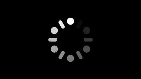 cargando la animación del icono del círculo en fondo negro. precargador de vídeo en bucle de 4k