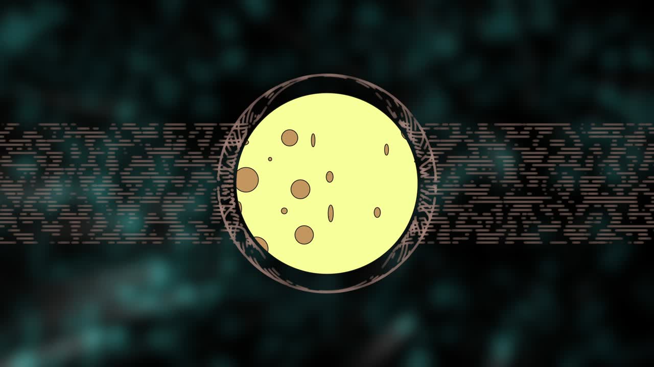 luna de dibujos animados que parece queso, girando sobre el fondo verde borroso de bokeh.