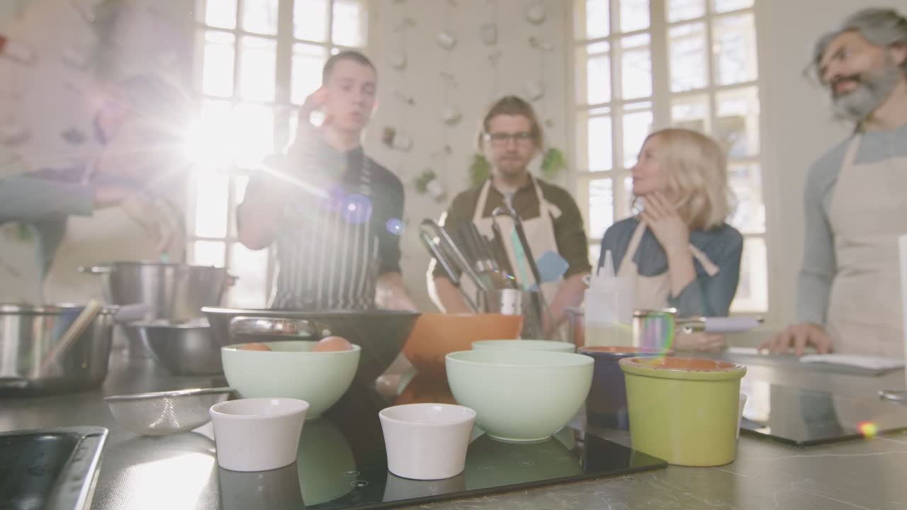 Cooking Master Class In Bright Kitchen