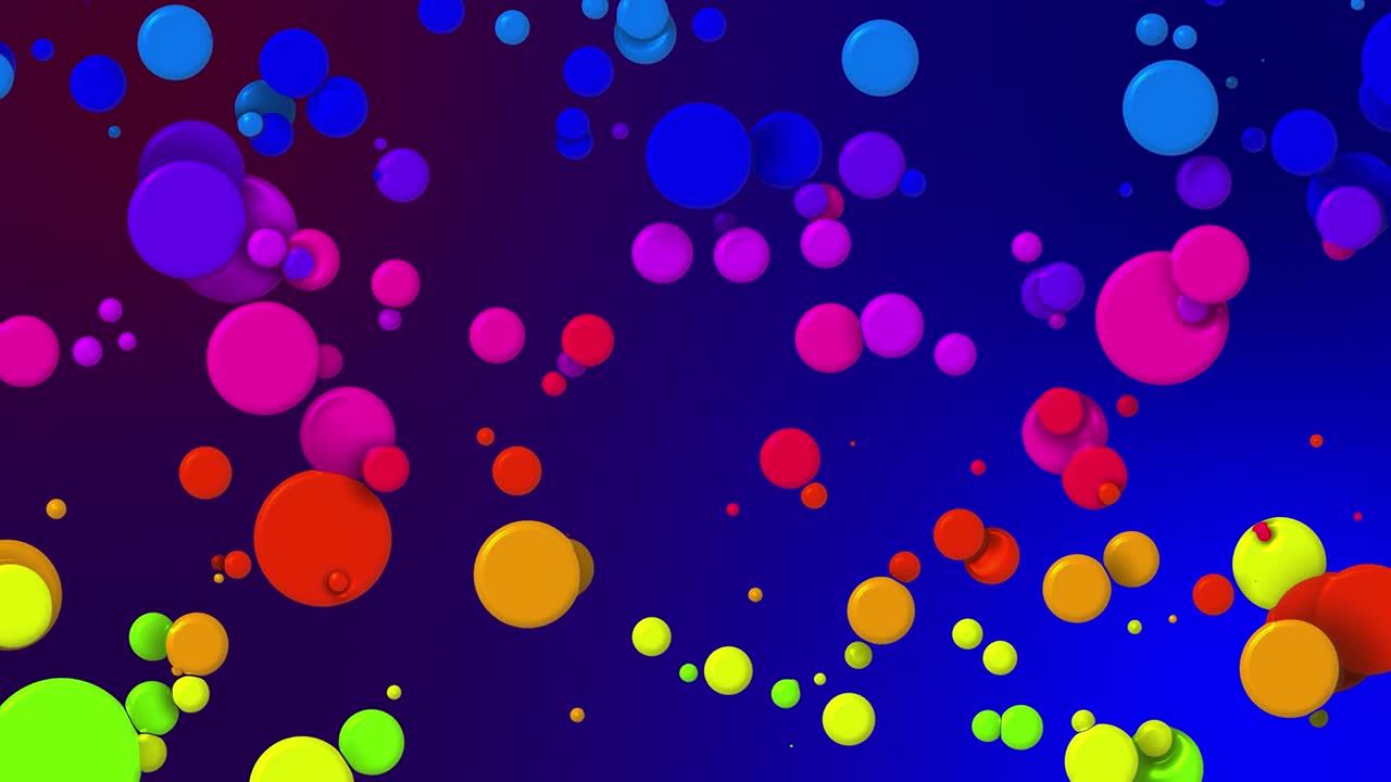 animación de dibujos animados de hermosos círculos multicolores como burbujas de pintura o gotas de tinte en líquido. fondo creativo abstracto en bucle 4k. luma mate como canal alfa. partículas aumentan y disminuyen