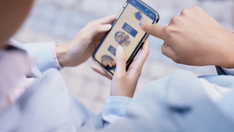 hands, phone and food order for delivery by people