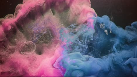 abridor de logotipo de salpicaduras de agua de tinta rosa nube de humo azul