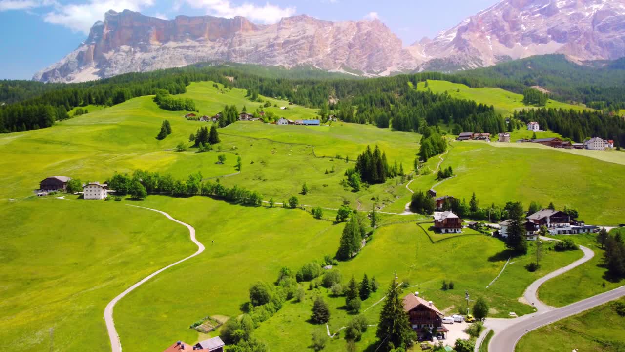 Aerial View of a Picturesque Village in the Italian Alps
