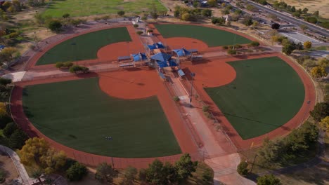 Aerial-View-of-Desert-Breeze-Park-Baseball-Fields,-West-Neighborhood-of-Las-Vegas-USA