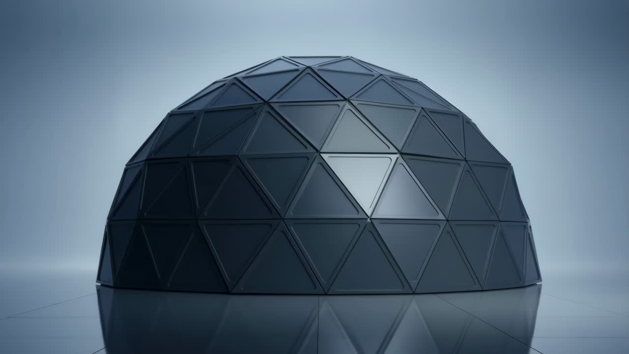Dark Geodesic Dome Structure with Triangular Panels