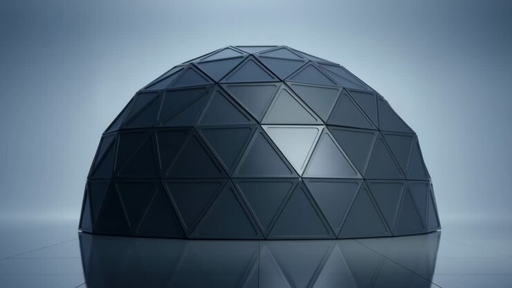 Dark Geodesic Dome Structure with Triangular Panels