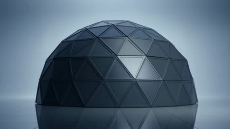 dark geodesic dome structure with triangular panels