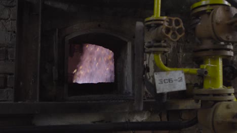 industrial furnace with flames