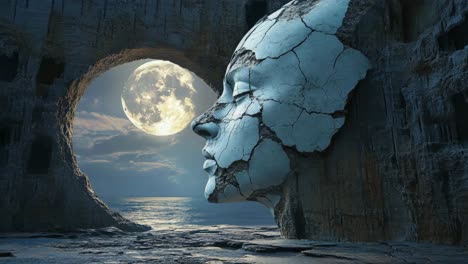 moonlit cave sculpture