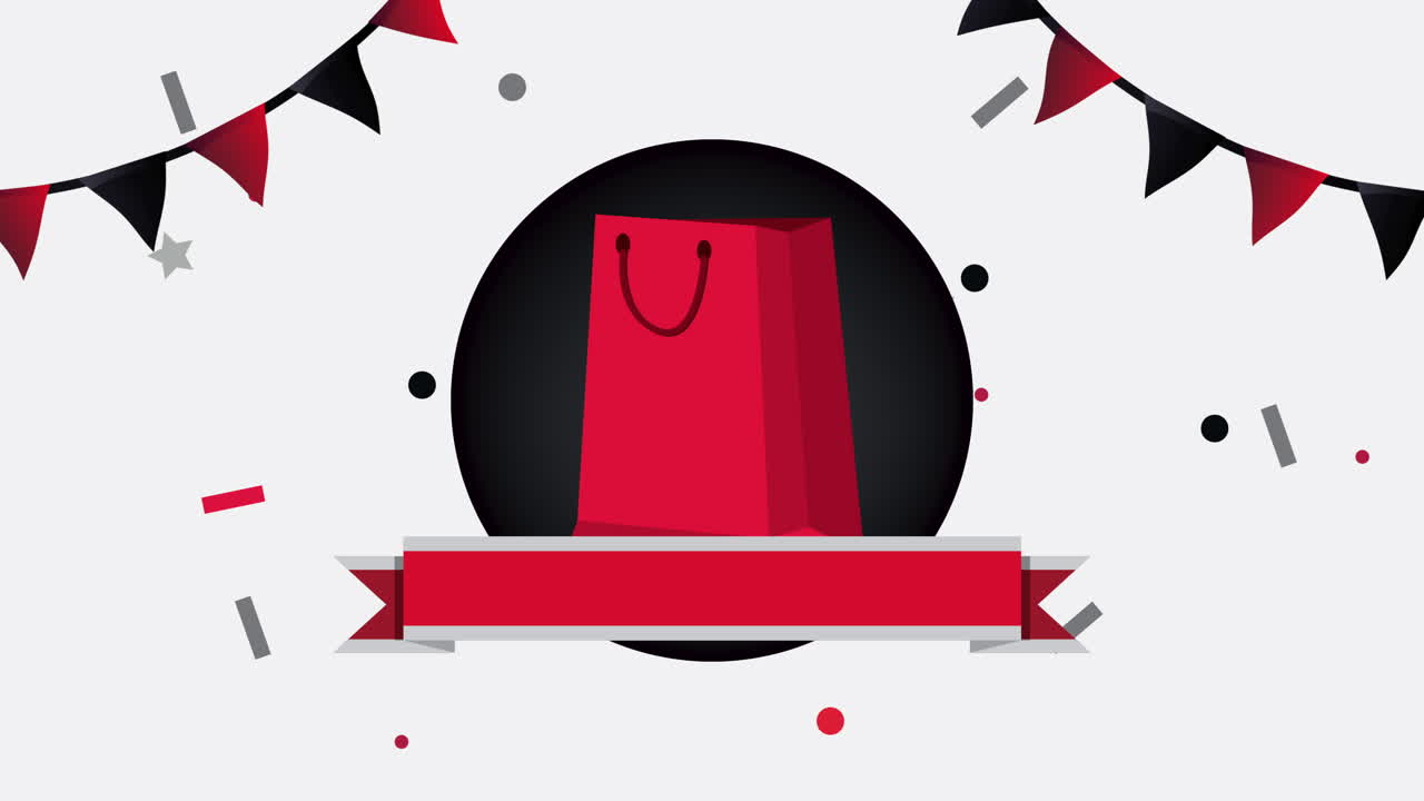 축하 요소 를 가진 빨간색 쇼핑 가방