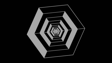 graphic object in black and white with stroboscopic and hypnotic effect, which rotates clockwise decreasing the size from full screen to disappearing in the center, in 16: 9 video format