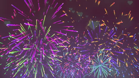 animación de fuegos artificiales coloridos que explotan en la víspera de año nuevo
