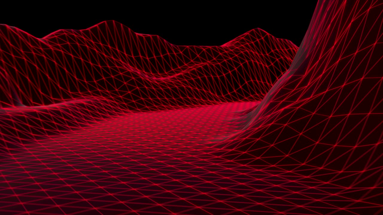 Abstract geometric background with moving digital landscape or waves.