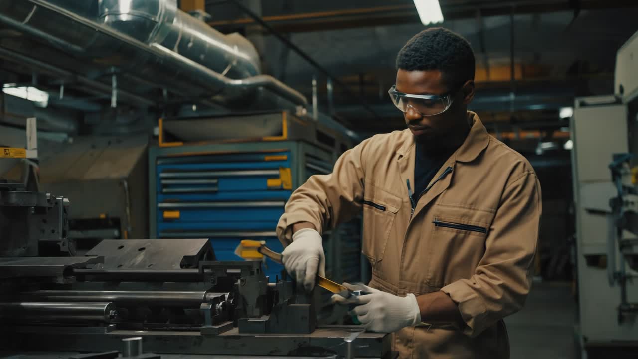 Factory worker in industrial setting