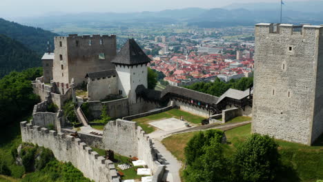 magnificent view of the ruins of the celje castle in slovenia europe - aerial shot