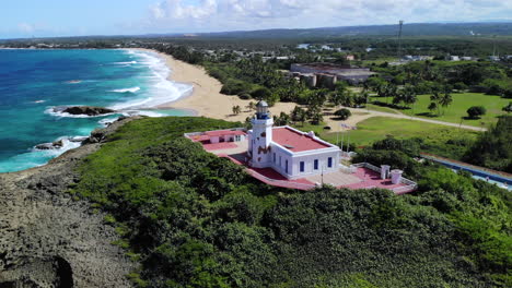 drone circle shot around a lighthouse in arecibo puerto rico