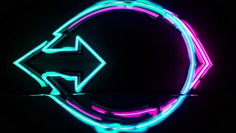 neon circle with arrows