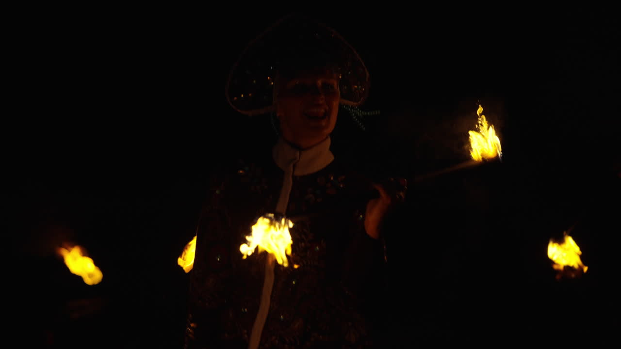 Fire Juggler in Traditional Costume