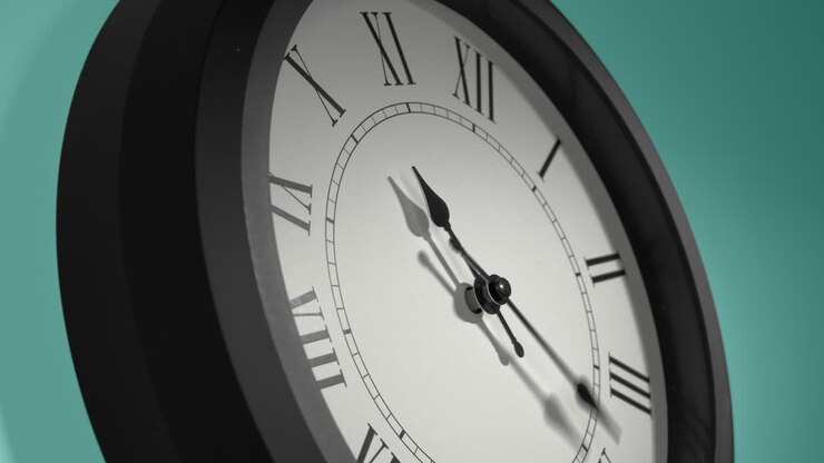 Latin Clock Face on Cyan Blue Aquamarine Celadon Sea-Green Wall in Time Lapse