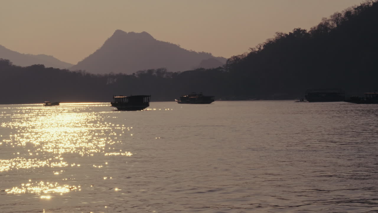 Sunset River Boats on a Tranquil River