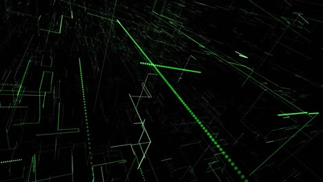 Animation-of-data-processing-with-green-light-trails-on-black-background