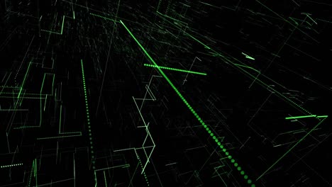 animación del procesamiento de datos con rastros de luz verde sobre fondo negro