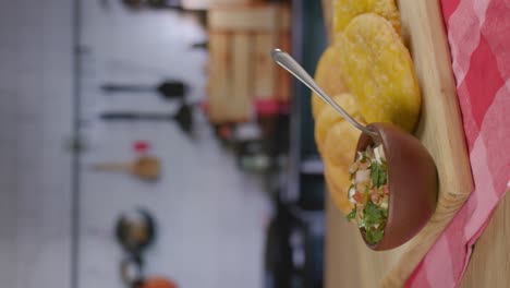 sopaipillas and pebre fiestas patrias chile kitchen spoon taking