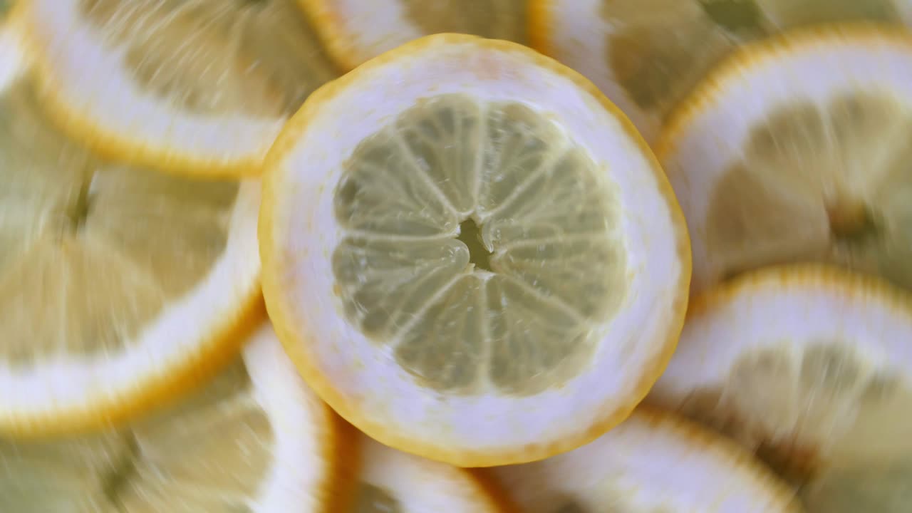 레몬 과일 조각 회전