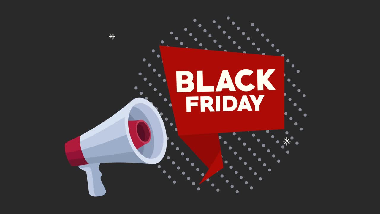 black friday sale with megaphone animation
