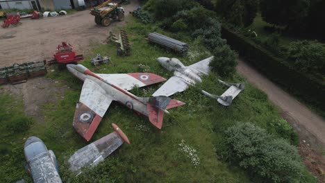 aerial shot of the de havilland vampire and f