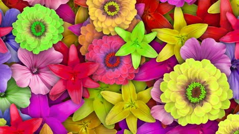 movimiento de fondo con diferentes flores. animación de bucle sin costuras.