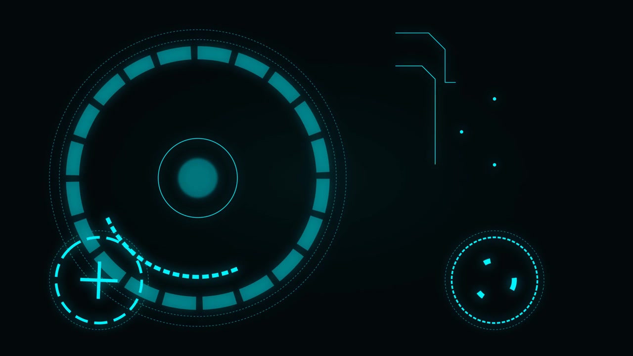 Futuristisk digital HUD-grænseflade med roterende cirkulære elementer