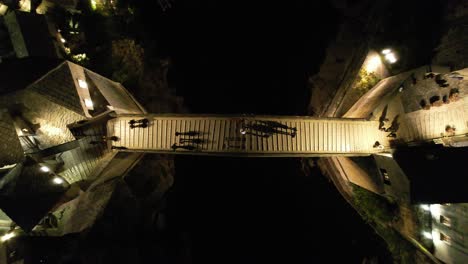 night mostar bridge overhead view