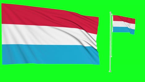 Greenscreen-Schwenkt-Luxemburgische-Flagge-Oder-Fahnenmast