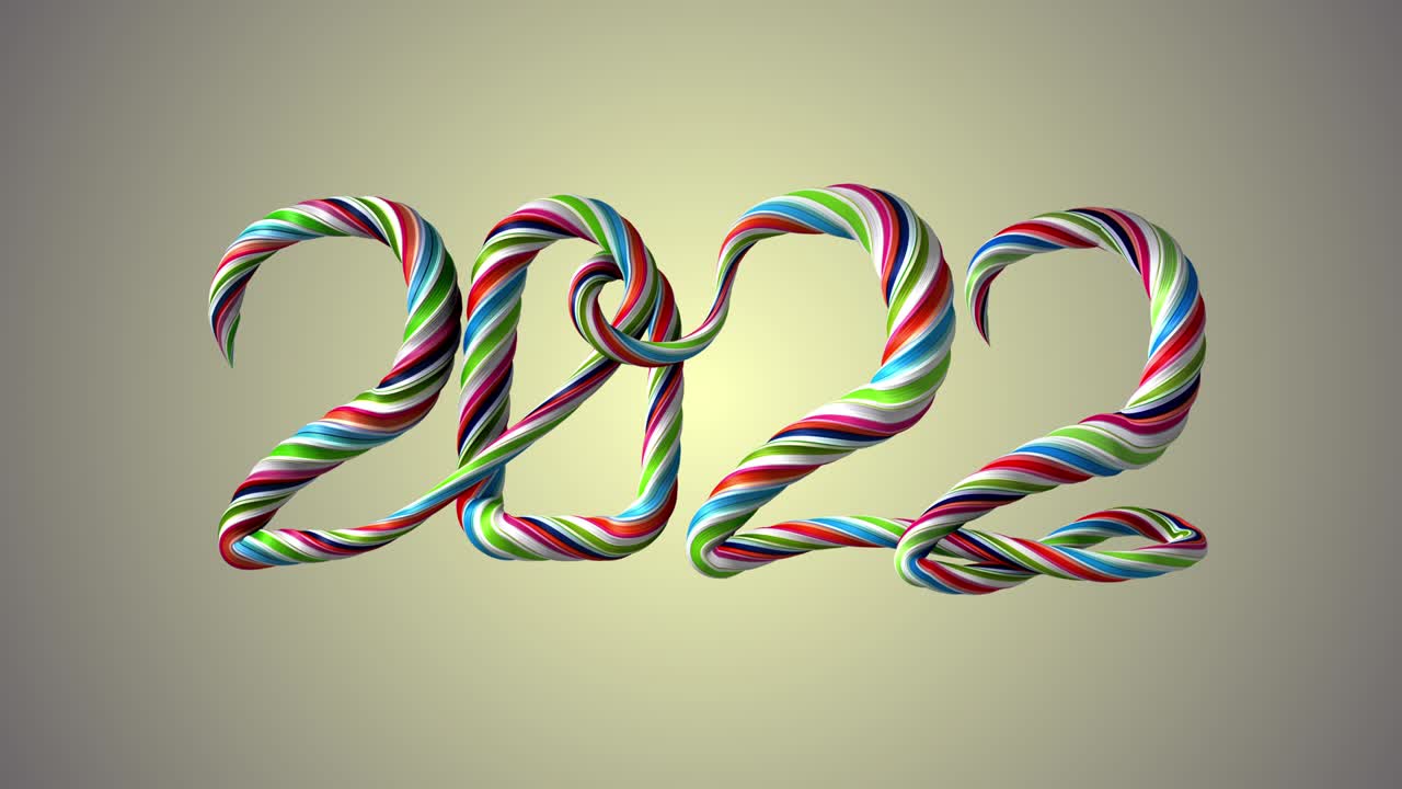 4k. feliz nuevo año 2022 inscripción con hilo, cuerda trenzada, cuerda. caramelo. feliz año nuevo, aniversario, nuevo año, evento, festival de navidad diwalitext